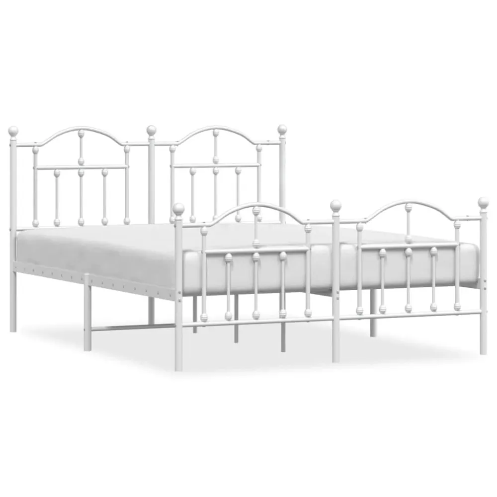 Bedframe met hoofd- en voeteneinde metaal wit 150x200 cm