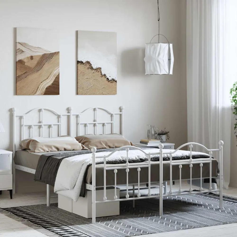 Bedframe met hoofd- en voeteneinde metaal wit 150x200 cm