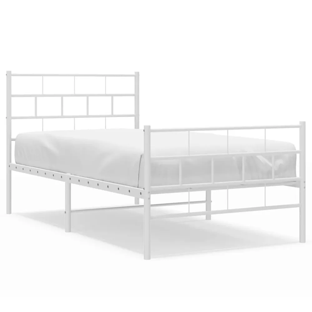 Bedframe met hoofd- en voeteneinde metaal wit 100x200 cm
