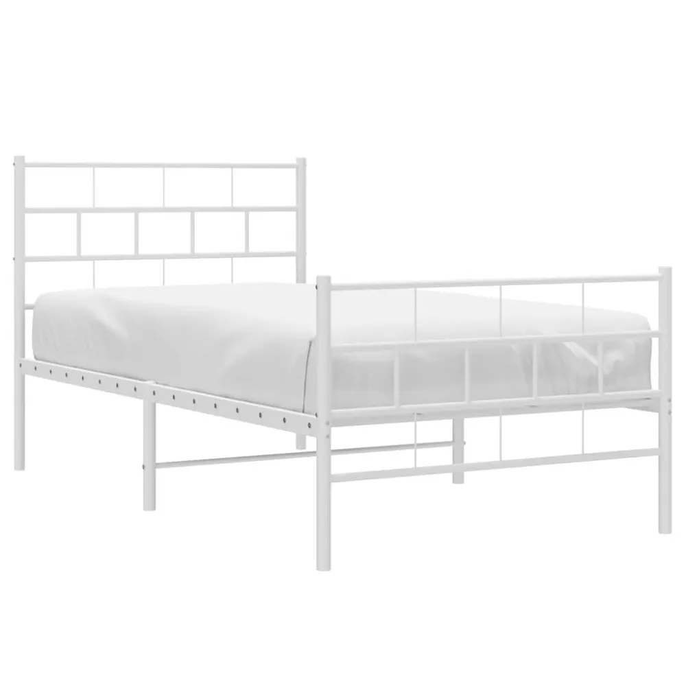 Bedframe met hoofd- en voeteneinde metaal wit 100x200 cm