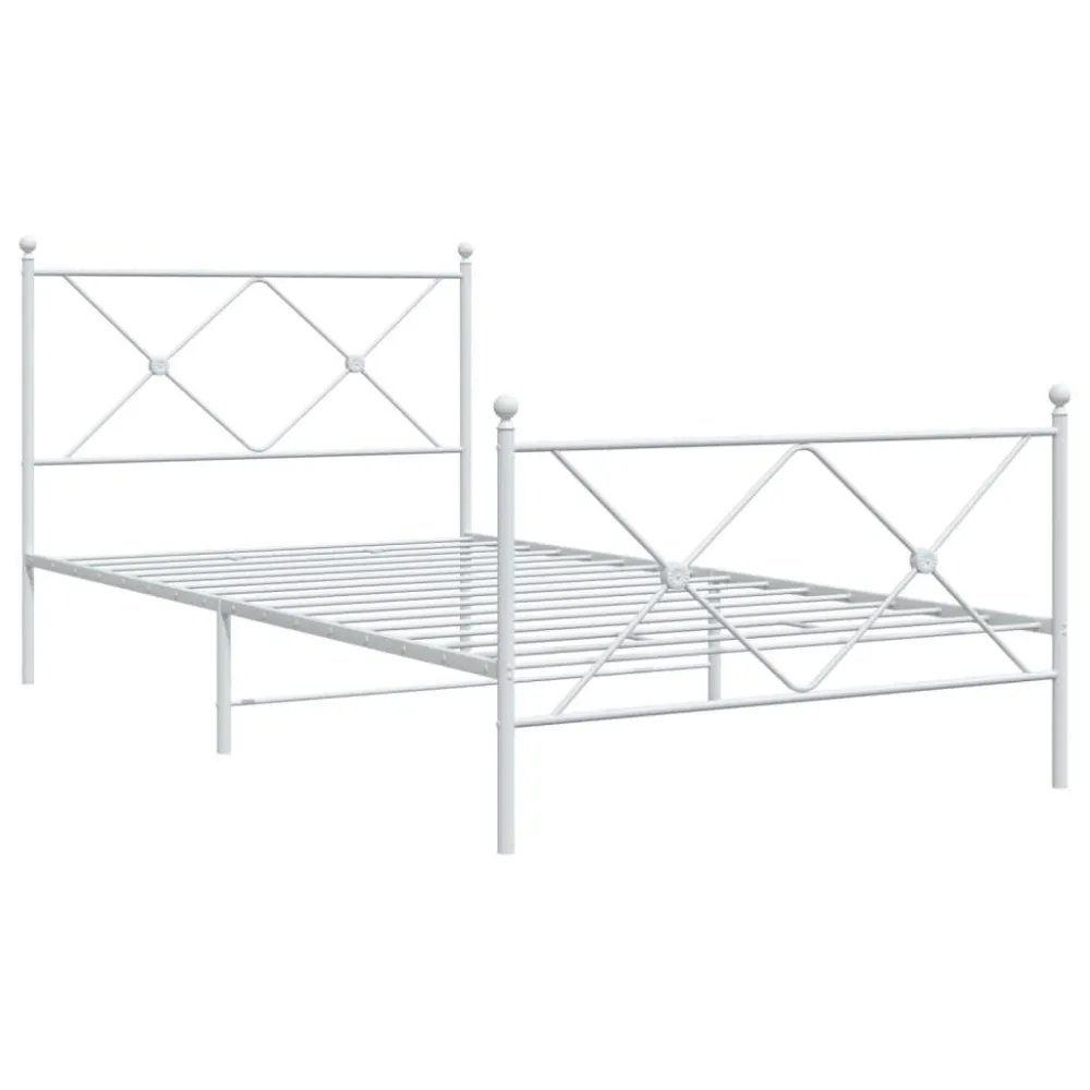 Bedframe met hoofd- en voeteneinde metaal wit 107x203 cm