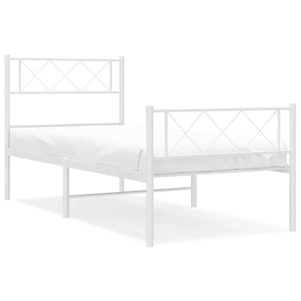 Bedframe met hoofd- en voeteneinde metaal wit 75x190 cm
