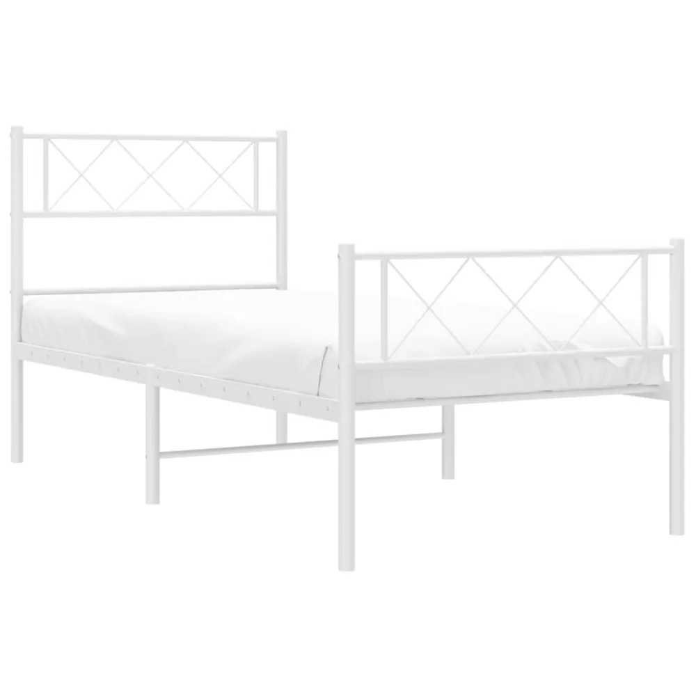 Bedframe met hoofd- en voeteneinde metaal wit 75x190 cm