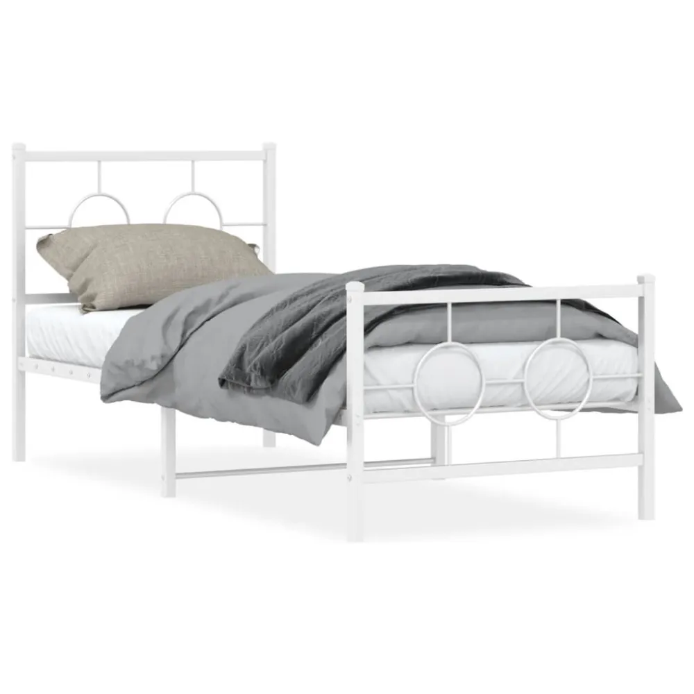 Bedframe met hoofd- en voeteneinde metaal wit 75x190 cm