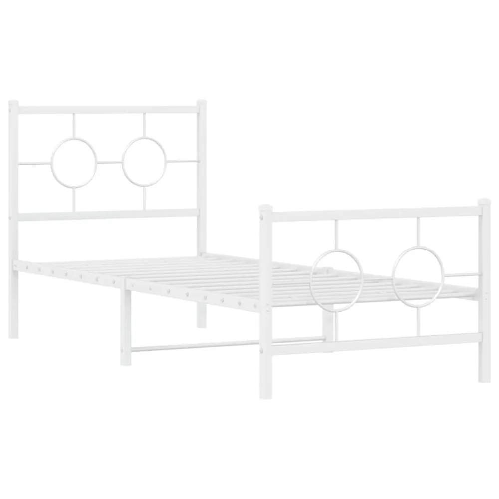 Bedframe met hoofd- en voeteneinde metaal wit 75x190 cm