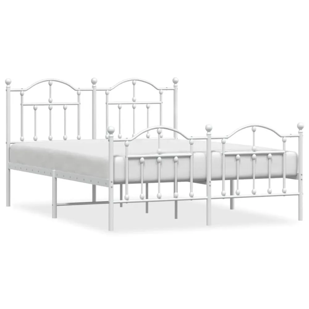 Bedframe met hoofd- en voeteneinde metaal wit 140x200 cm