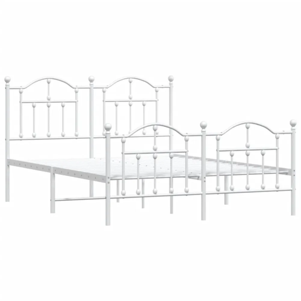Bedframe met hoofd- en voeteneinde metaal wit 140x200 cm