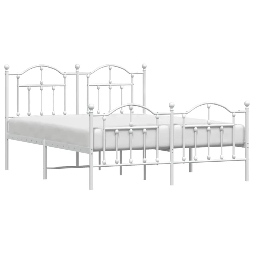 Bedframe met hoofd- en voeteneinde metaal wit 140x200 cm