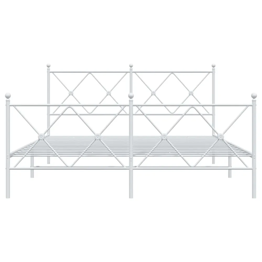 Bedframe met hoofd- en voeteneinde metaal wit 160x200 cm