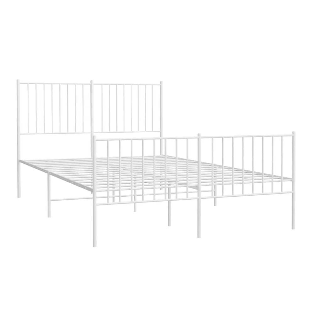 Bedframe met hoofd- en voeteneinde metaal wit 140x190 cm