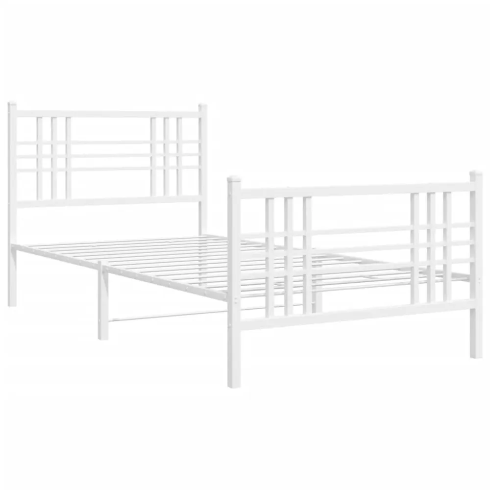 Bedframe met hoofd- en voeteneinde metaal wit 100x200 cm