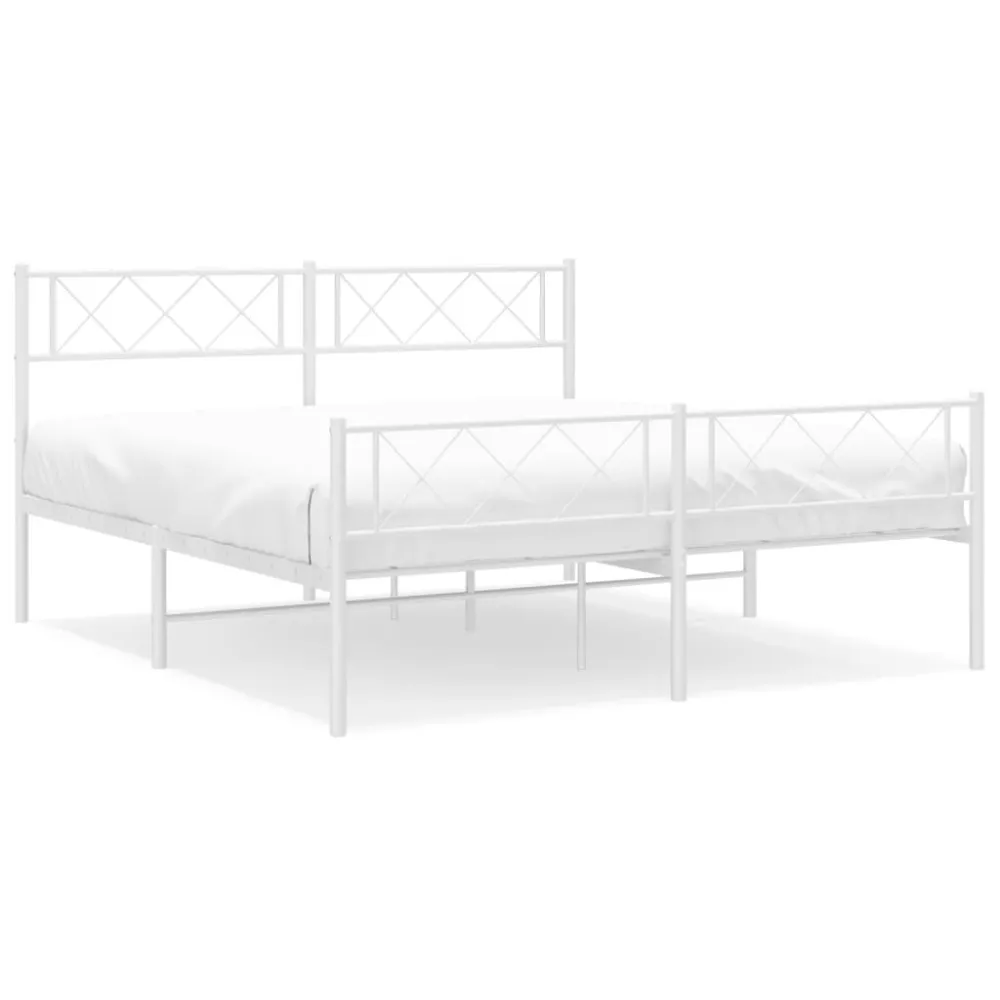 Bedframe met hoofd- en voeteneinde metaal wit 140x190 cm