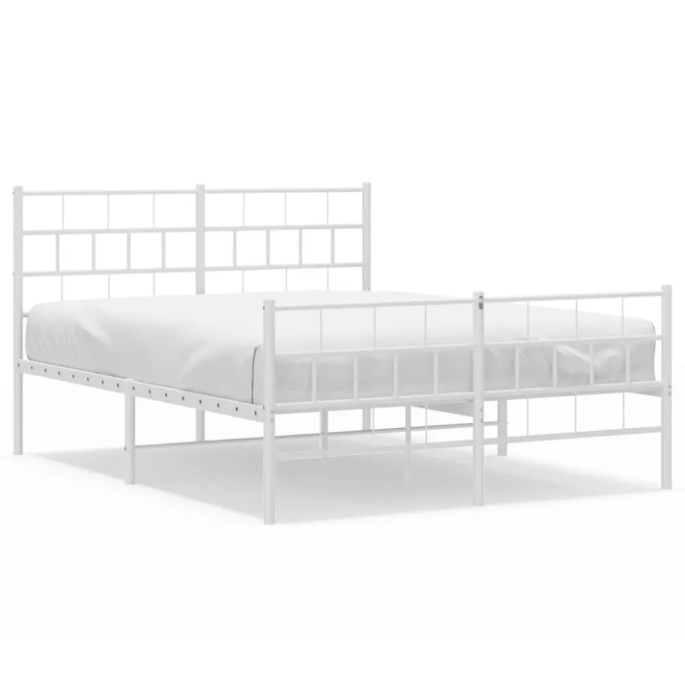 Bedframe met hoofd- en voeteneinde metaal wit 160x200 cm