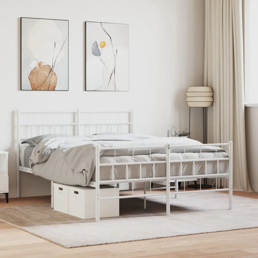Bedframe met hoofd- en voeteneinde metaal wit 160x200 cm