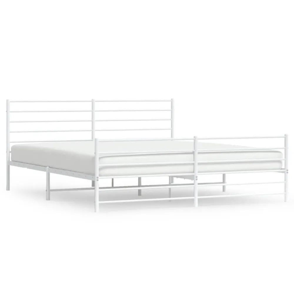 Bedframe met hoofd- en voeteneinde metaal wit 180x200 cm