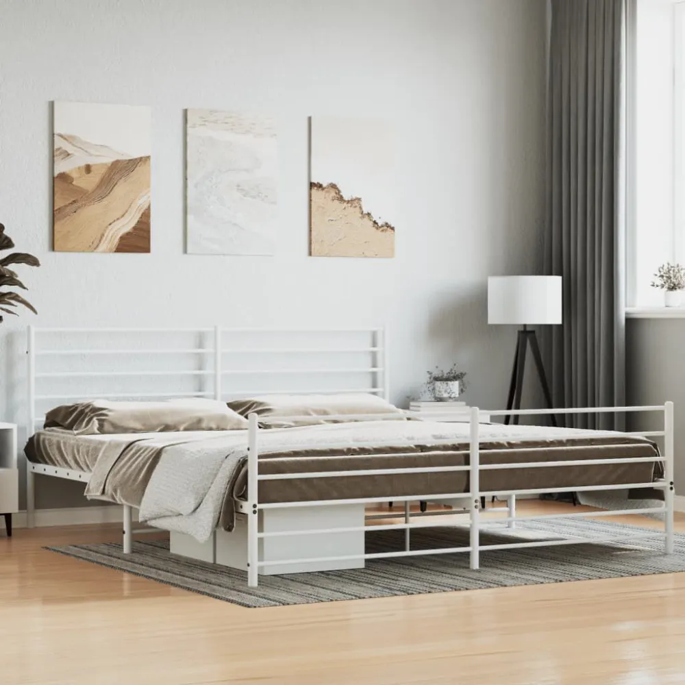 Bedframe met hoofd- en voeteneinde metaal wit 180x200 cm