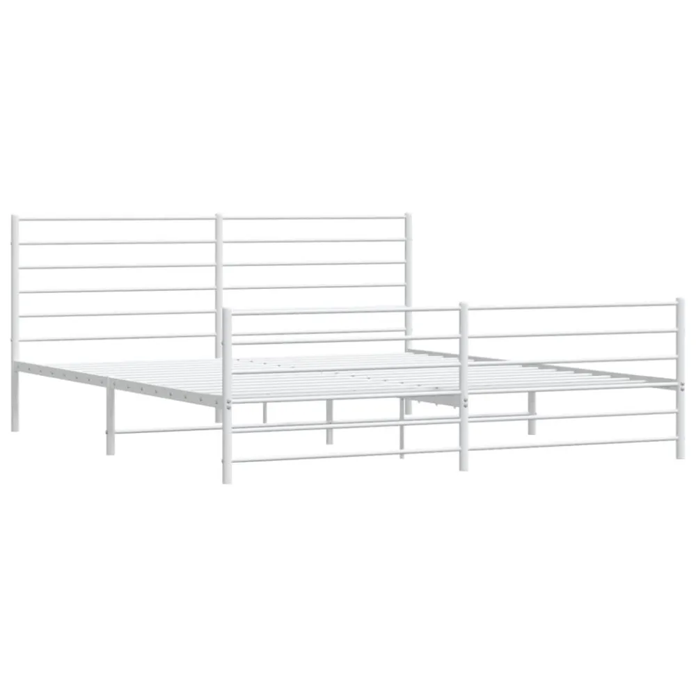 Bedframe met hoofd- en voeteneinde metaal wit 180x200 cm