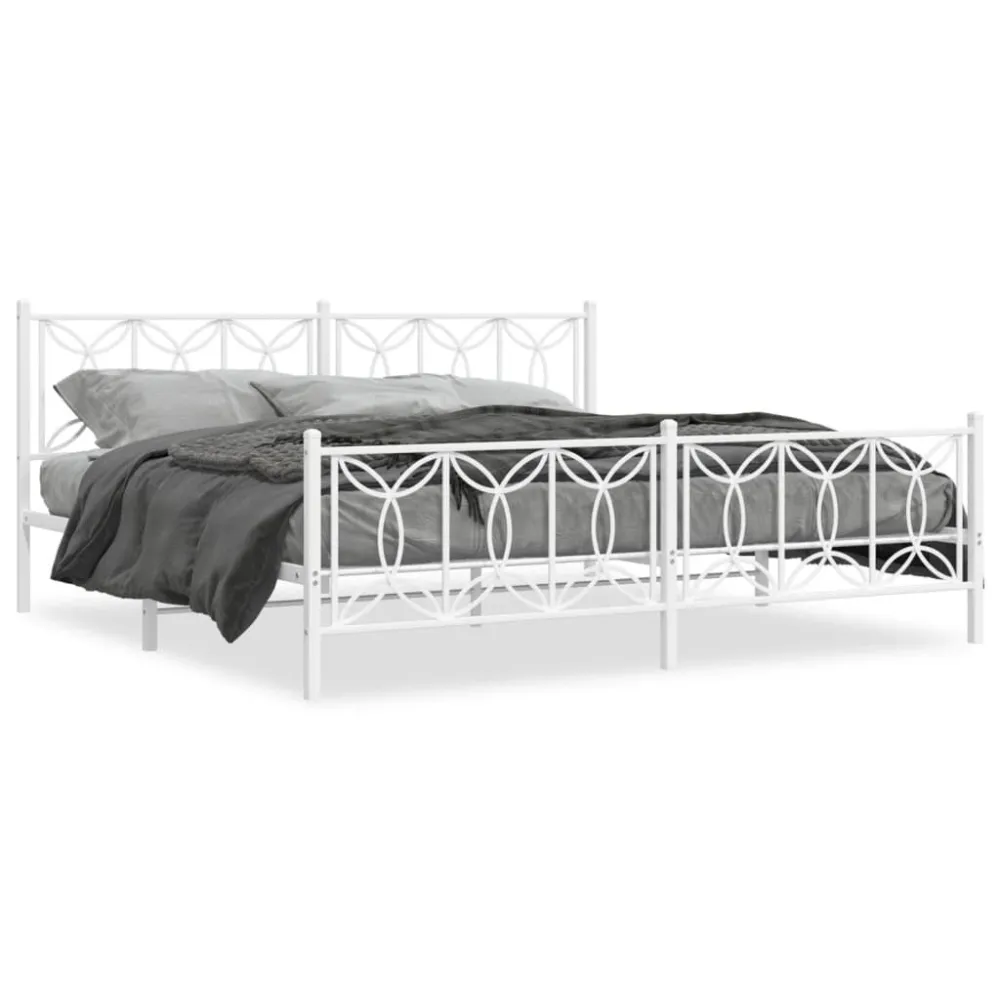 Bedframe met hoofd- en voeteneinde metaal wit 200x200 cm