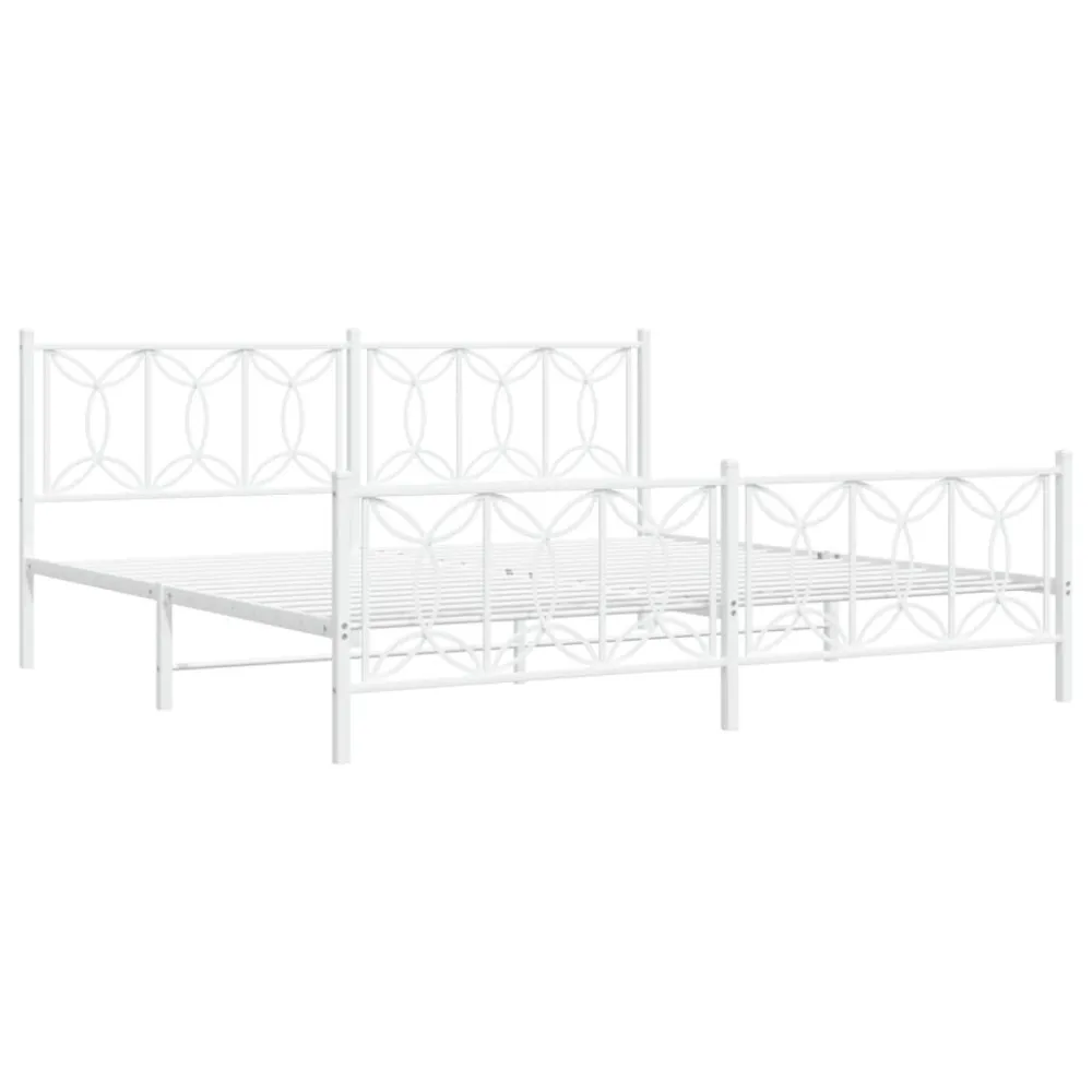 Bedframe met hoofd- en voeteneinde metaal wit 200x200 cm