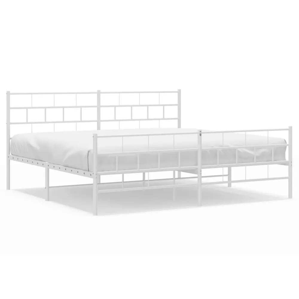Bedframe met hoofd- en voeteneinde metaal wit 200x200 cm