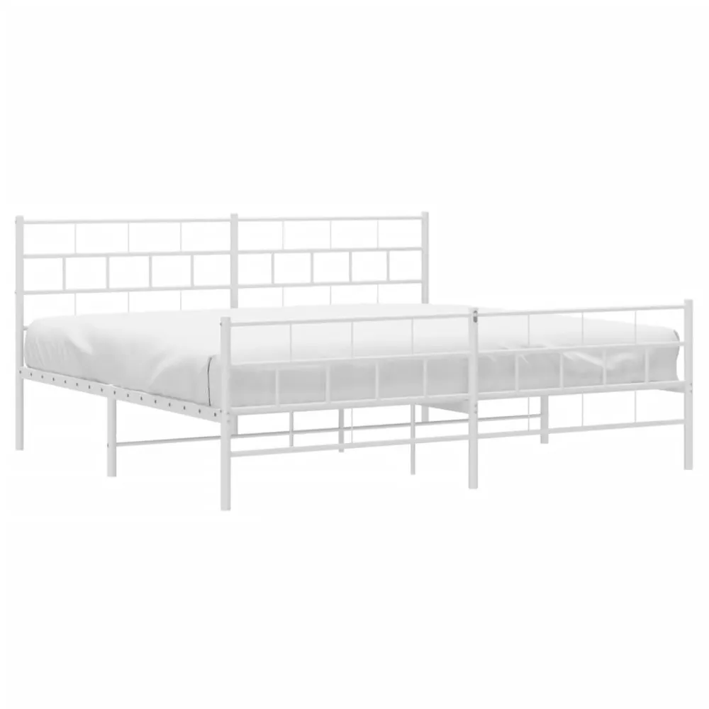 Bedframe met hoofd- en voeteneinde metaal wit 200x200 cm