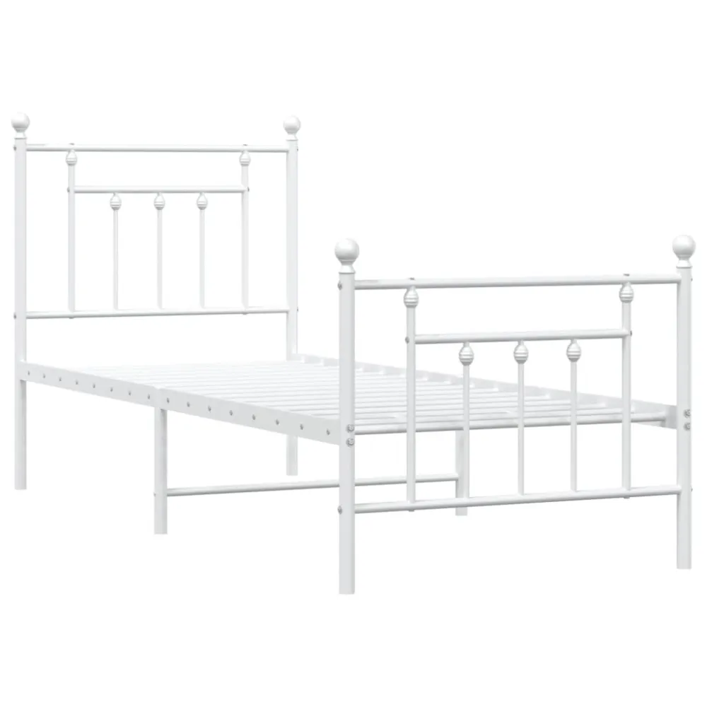 Bedframe met hoofd- en voeteneinde metaal wit 75x190 cm