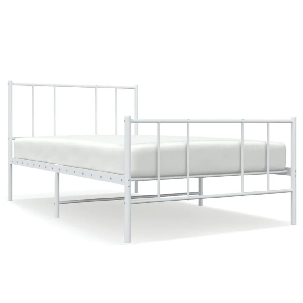 Bedframe met hoofd- en voeteneinde metaal wit 75x190 cm