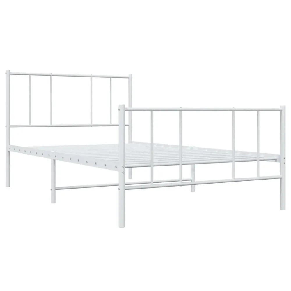 Bedframe met hoofd- en voeteneinde metaal wit 75x190 cm