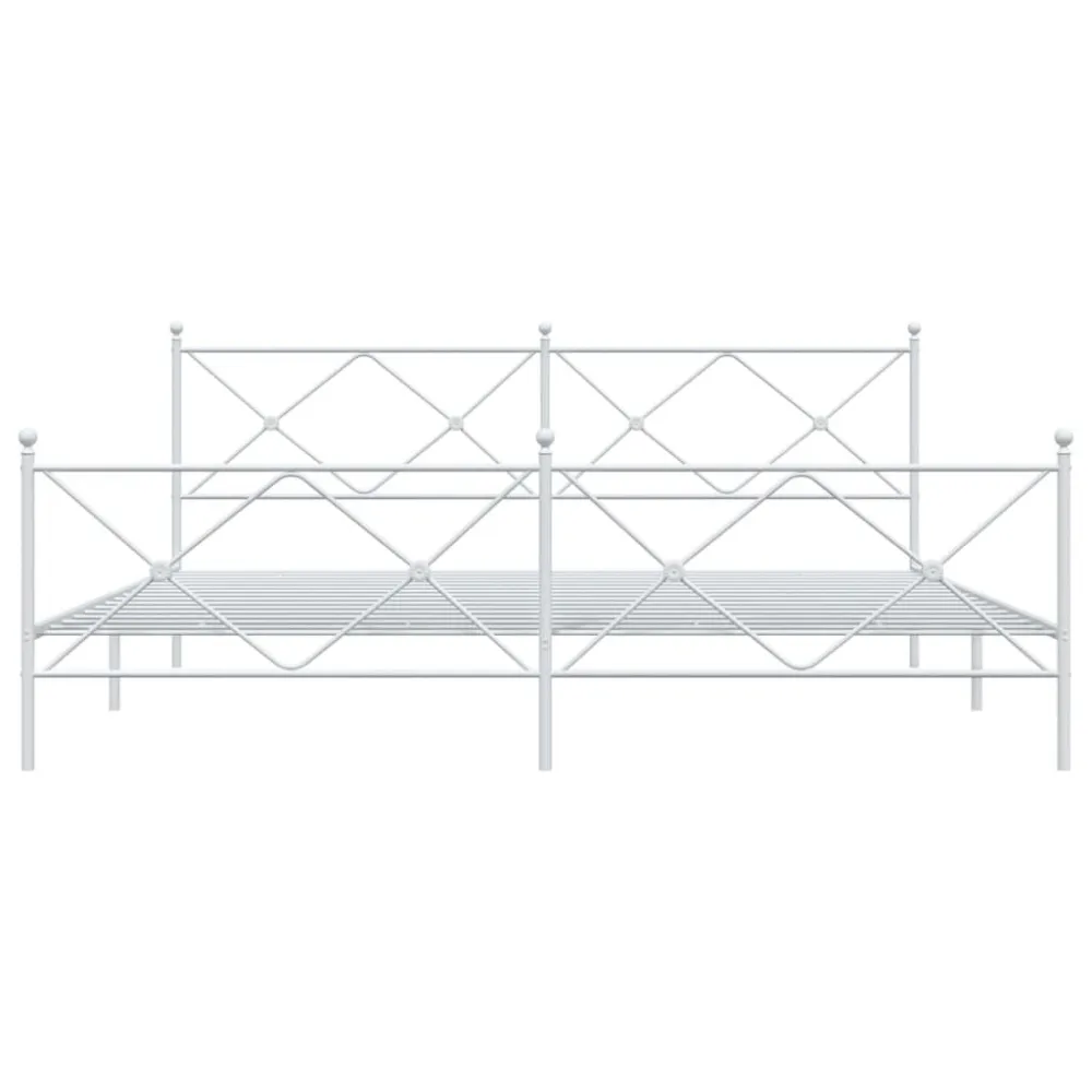 Bedframe met hoofd- en voeteneinde metaal wit 200x200 cm