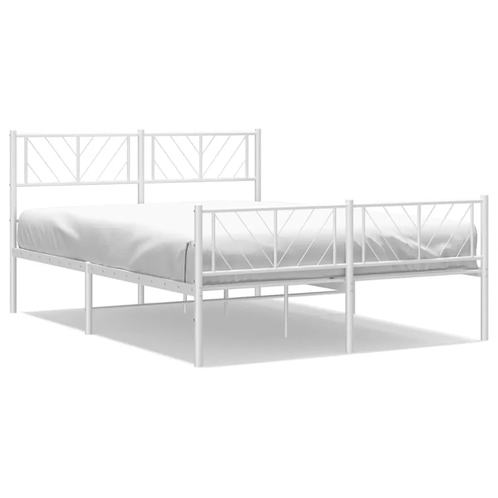 Bedframe met hoofd- en voeteneinde metaal wit 150x200 cm