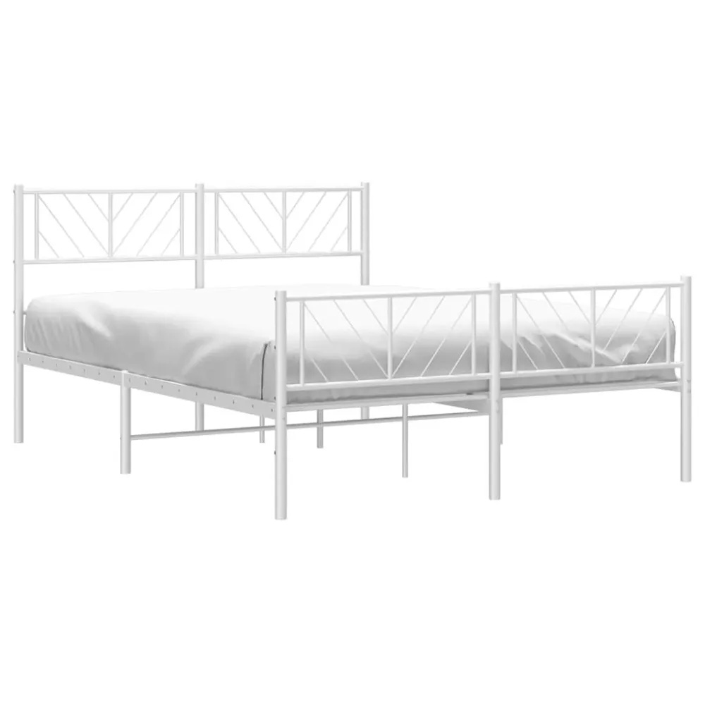 Bedframe met hoofd- en voeteneinde metaal wit 150x200 cm
