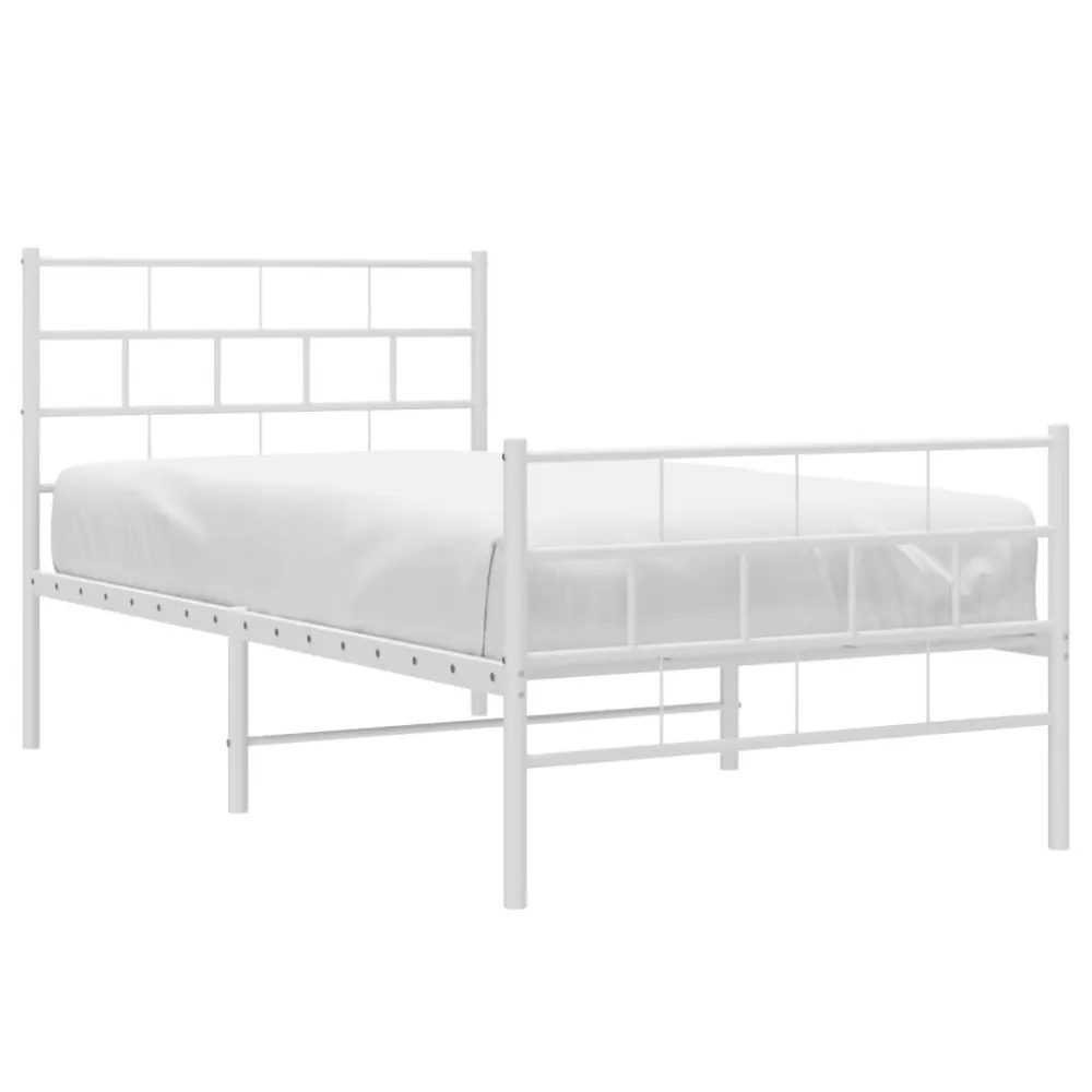 Bedframe met hoofd- en voeteneinde metaal wit 75x190 cm