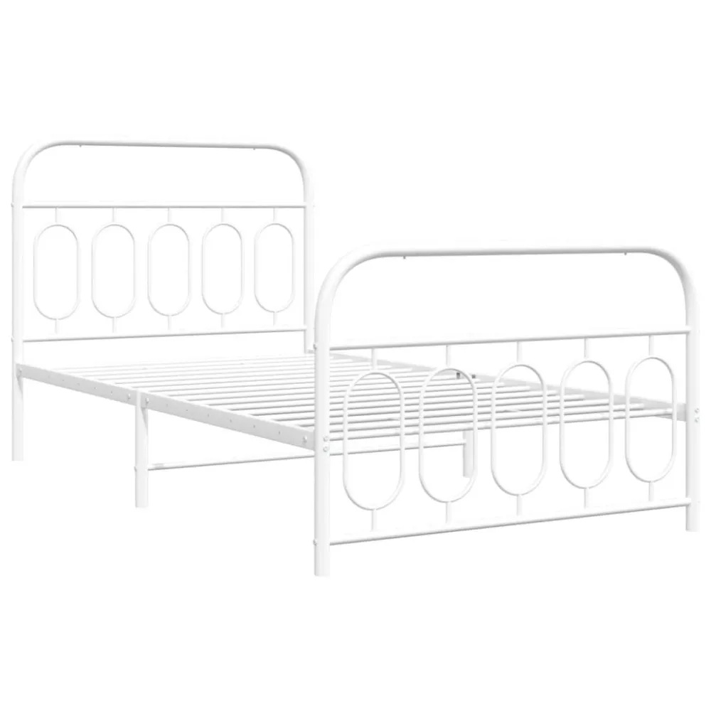 Bedframe met hoofd- en voeteneinde metaal wit 100x200 cm