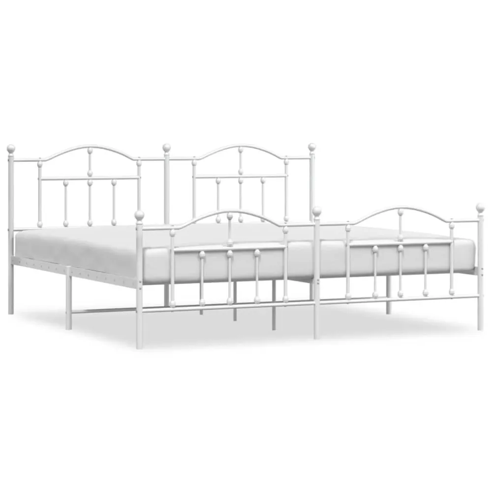 Bedframe met hoofd- en voeteneinde metaal wit 200x200 cm