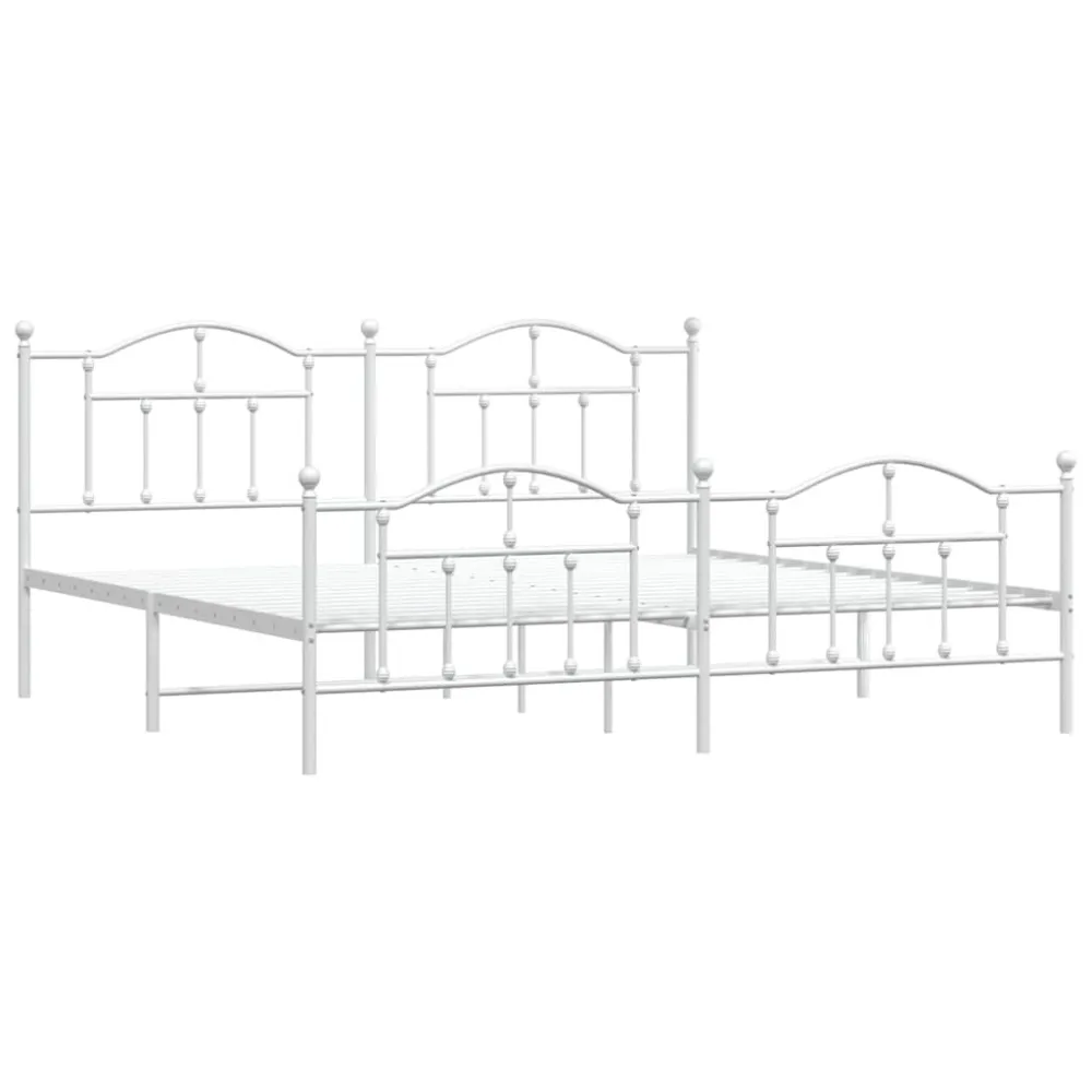 Bedframe met hoofd- en voeteneinde metaal wit 200x200 cm