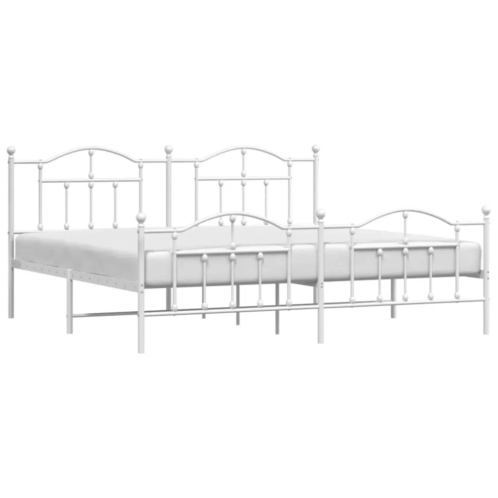 Bedframe met hoofd- en voeteneinde metaal wit 200x200 cm