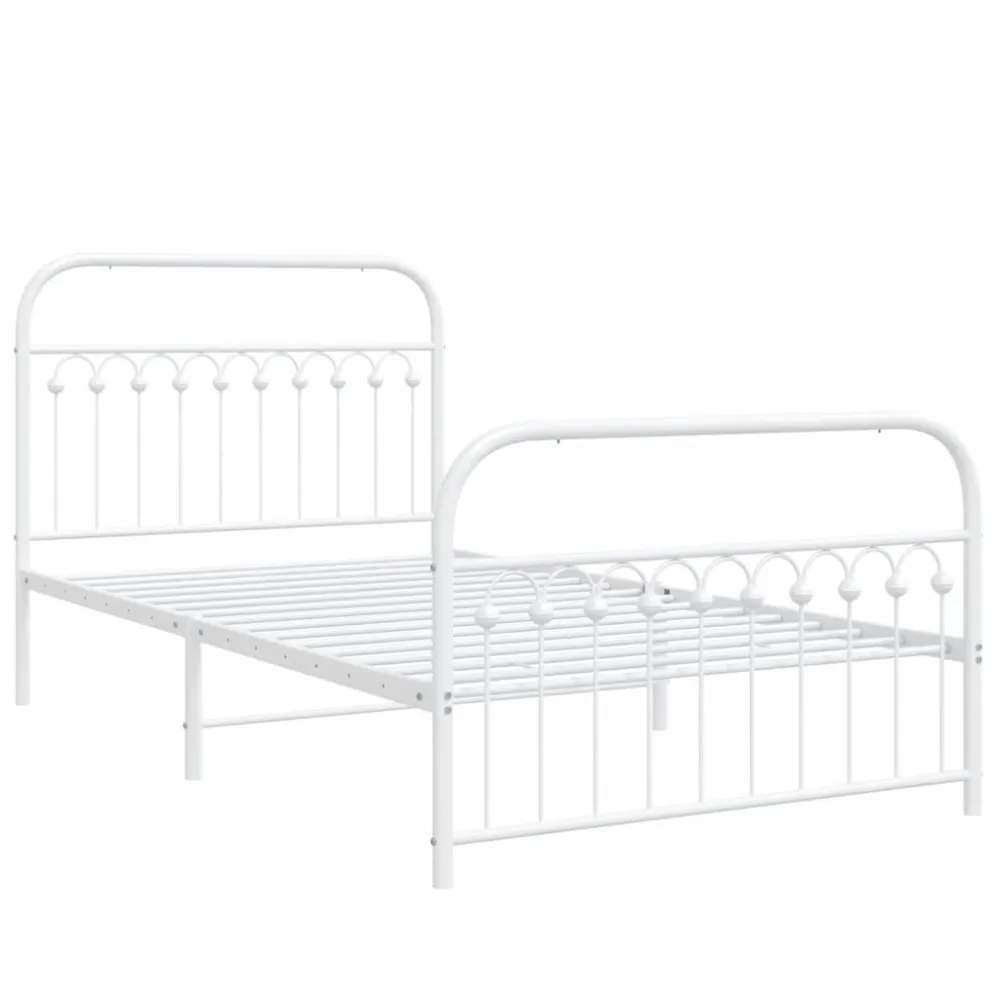 Bedframe met hoofd- en voeteneinde metaal wit 107x203 cm