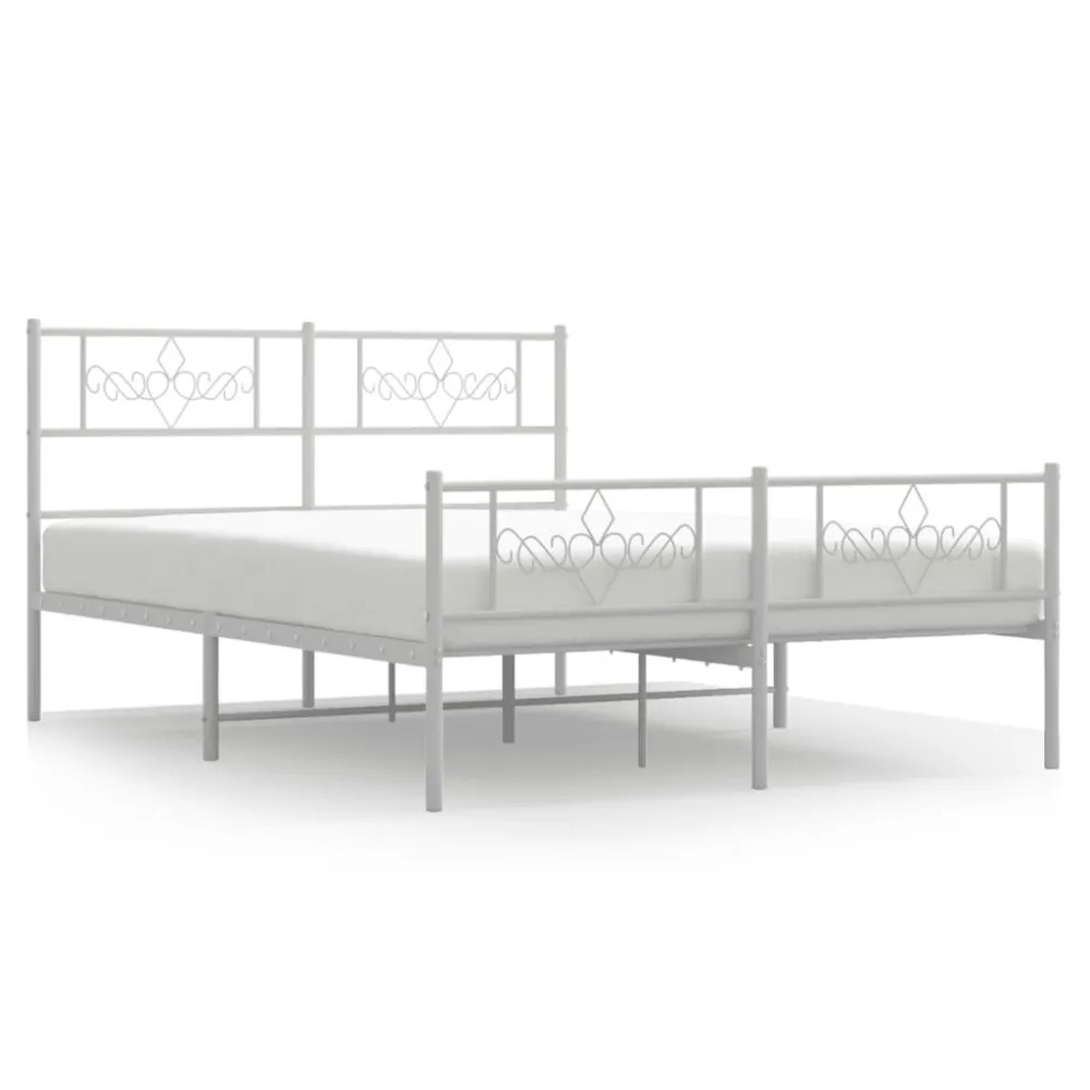 Bedframe met hoofd- en voeteneinde metaal wit 140x190 cm
