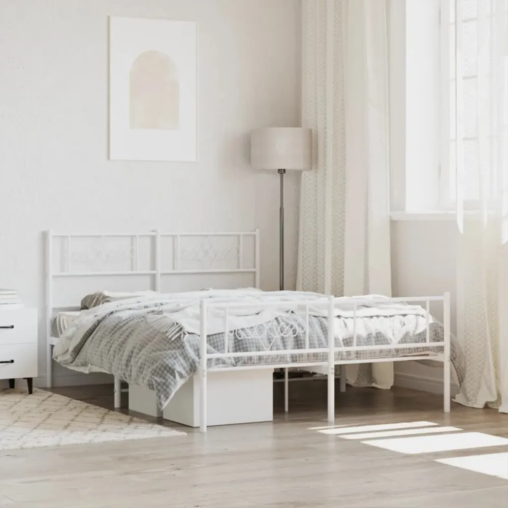 Bedframe met hoofd- en voeteneinde metaal wit 140x190 cm