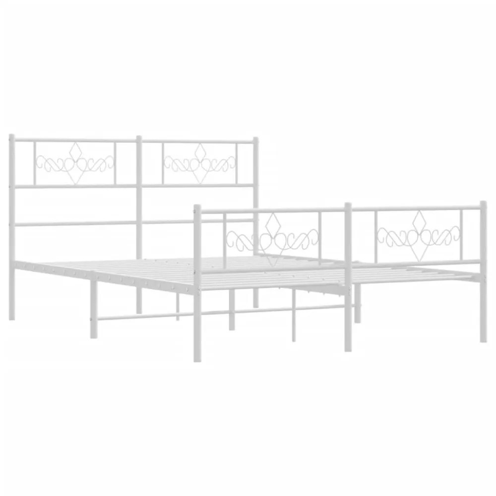 Bedframe met hoofd- en voeteneinde metaal wit 140x190 cm