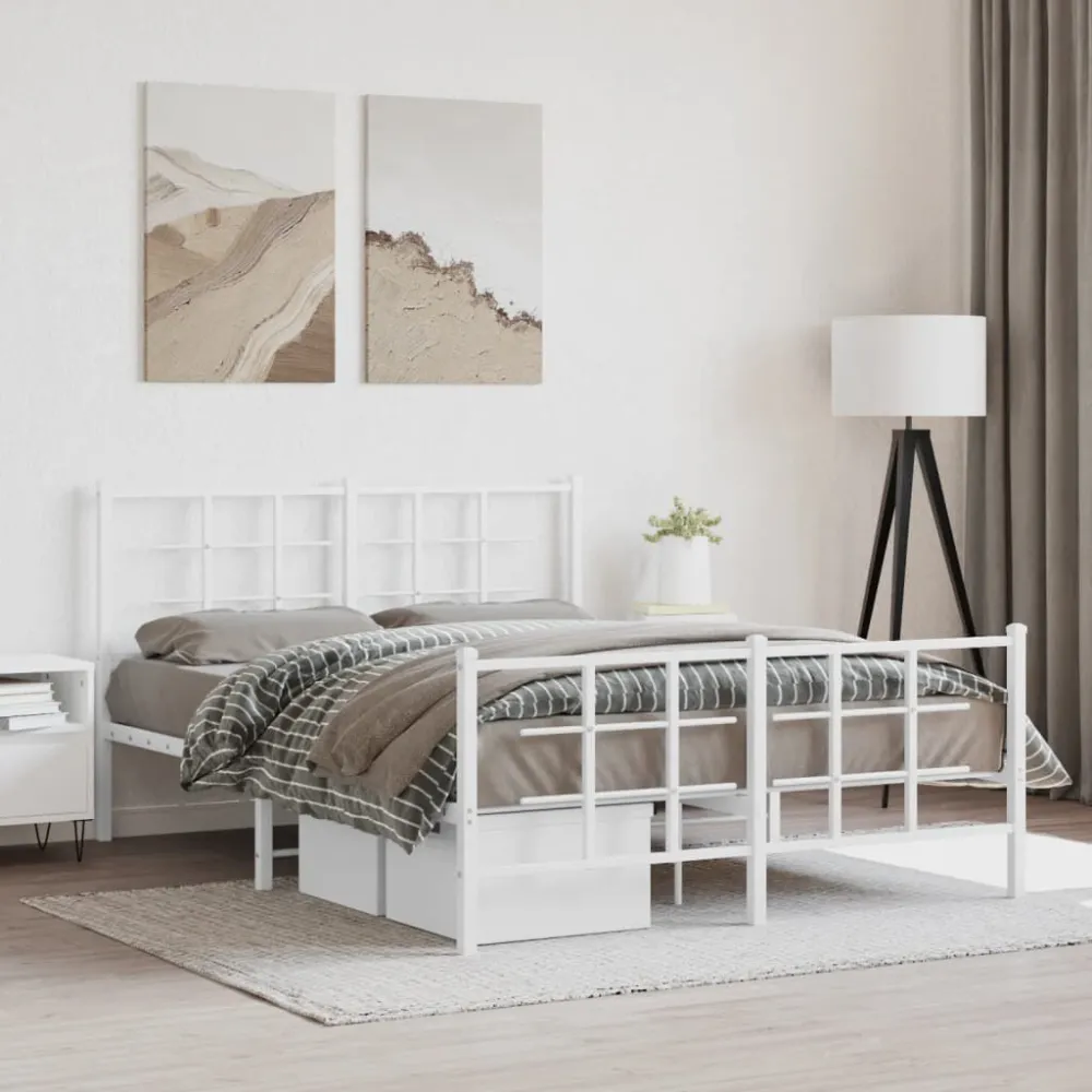 Bedframe met hoofd- en voeteneinde metaal wit 140x200 cm