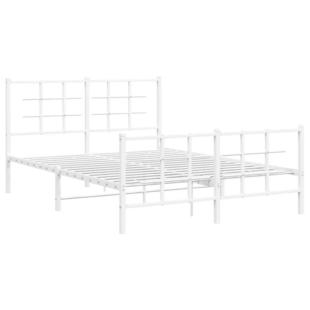 Bedframe met hoofd- en voeteneinde metaal wit 140x200 cm