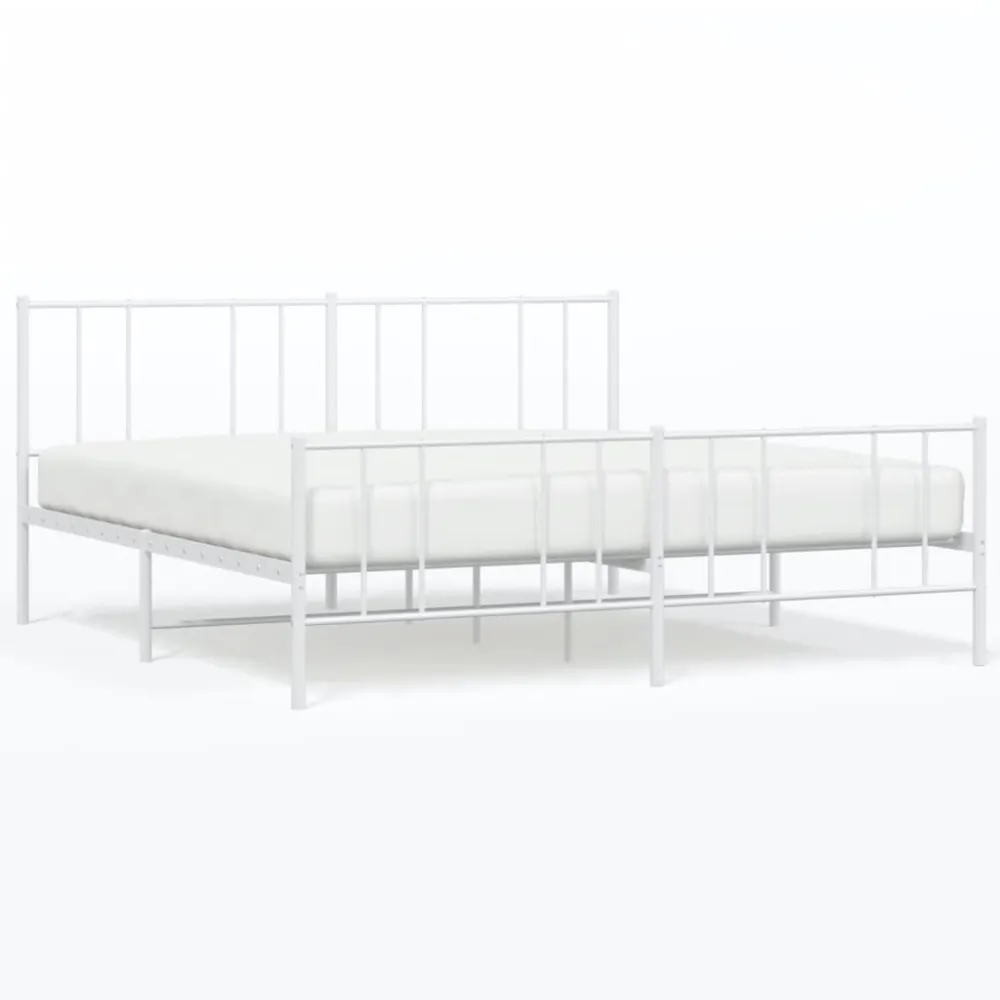 Bedframe met hoofd- en voeteneinde metaal wit 180x200 cm