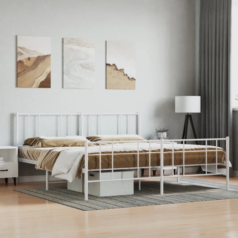Bedframe met hoofd- en voeteneinde metaal wit 180x200 cm