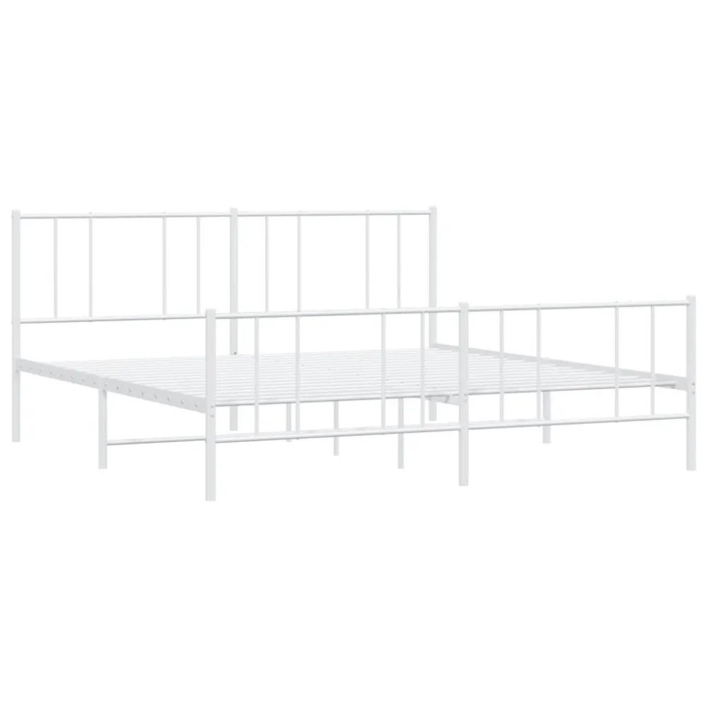 Bedframe met hoofd- en voeteneinde metaal wit 180x200 cm