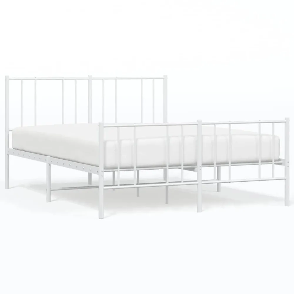Bedframe met hoofd- en voeteneinde metaal wit 150x200 cm