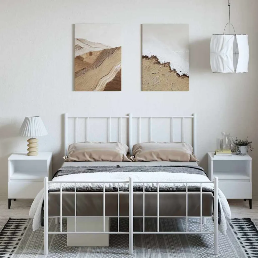 Bedframe met hoofd- en voeteneinde metaal wit 150x200 cm