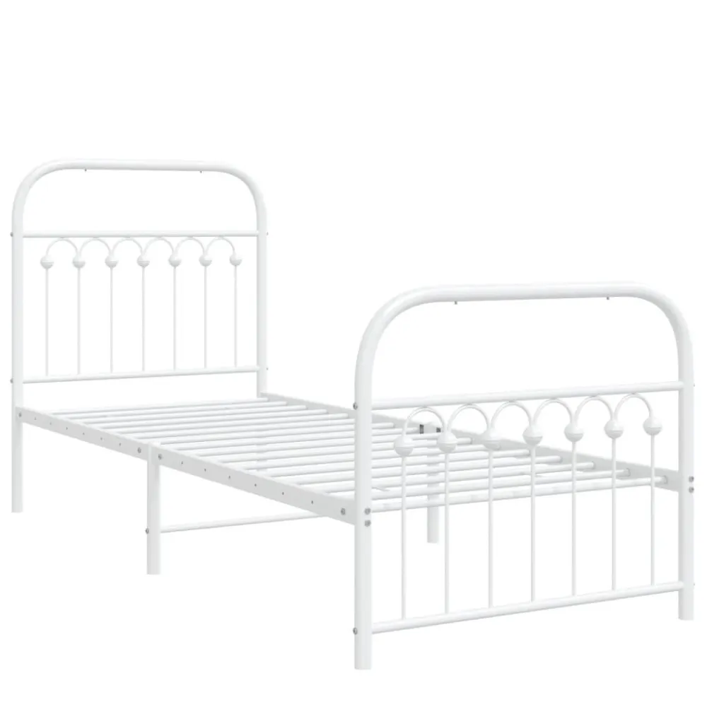 Bedframe met hoofd- en voeteneinde metaal wit 75x190 cm