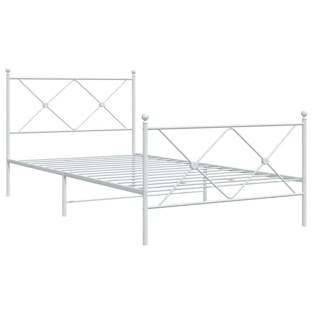 Bedframe met hoofd- en voeteneinde metaal wit 100x200 cm