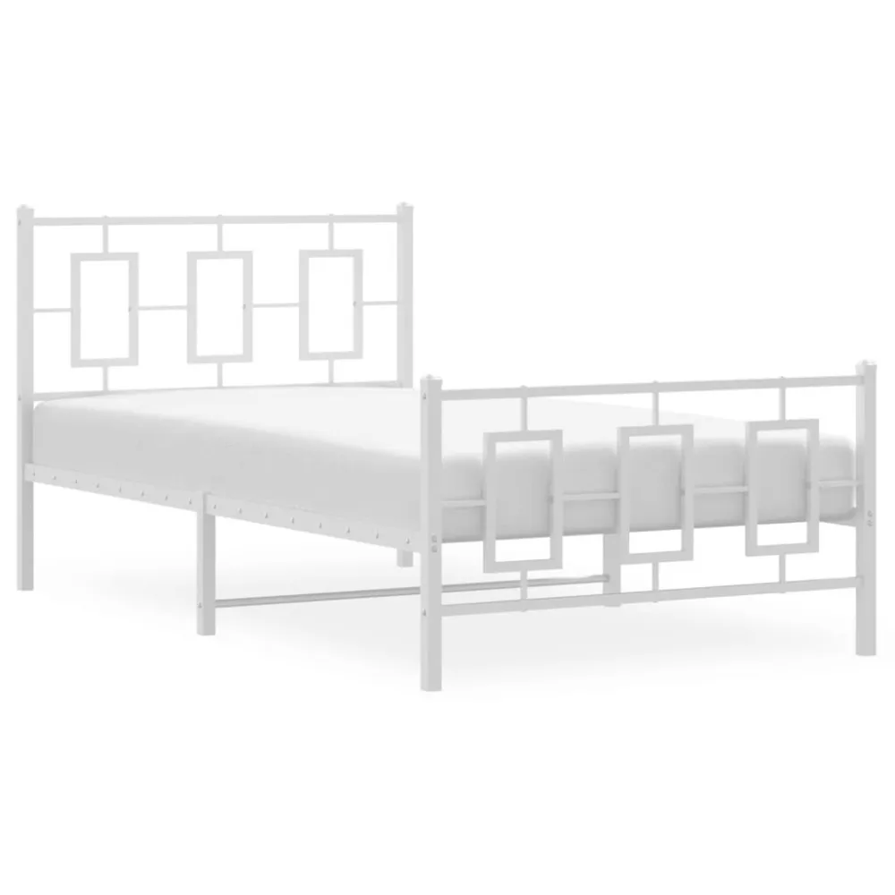 Bedframe met hoofd- en voeteneinde metaal wit 100x200 cm